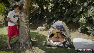 Annie Marin Luvs Outdoor Camping 3some With Dani And Phillip