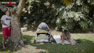 Annie Marin Luvs Outdoor Camping 3some With Dani And Phillip