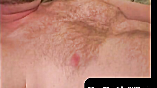 MenWorkinXXX.com - Fur covered fellow masturbates his yam-sized beef whistle and shoots immense geysers of spunk