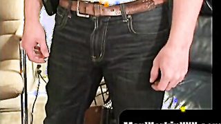 MenWorkinXXX.com - Fur covered fellow masturbates his yam-sized beef whistle and shoots immense geysers of spunk