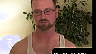 MenWorkinXXX.com - Fur covered fellow masturbates his yam-sized beef whistle and shoots immense geysers of spunk