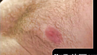 MenWorkinXXX.com - Fur covered fellow masturbates his yam-sized beef whistle and shoots immense geysers of spunk