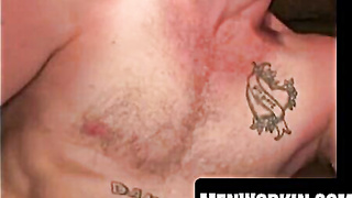 Rugged amateur wolf blows his explosion while stroking