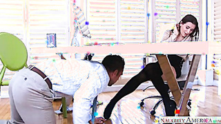 Lana Rhoades Boinking In The Desk With Her Good-sized Innate Globes