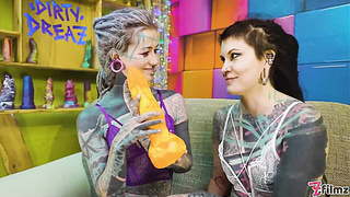 two Intense Tat Women Get Booty Humped By A Gigantic Pecker