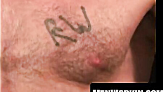 Raunchy aged man tugs his rock hard man meat after smoking