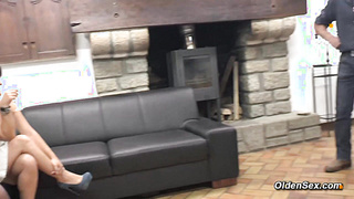 Trio mature girls and stunner in amateur group-ravage sex after dinner (Lana Brillant)