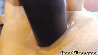 Huge-titted Dark haired Splatters a Pile of Beaver Juice HD