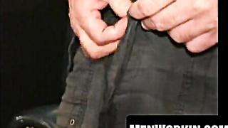 Senior stud unwraps bare and drains off solo leisurely