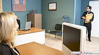 Platinum-blonde Julia Ann Humping In The Stool With Her Chocolate-colored Eyes