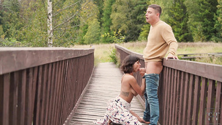 Jizm all Over His Fiancée's Bra-stuffers in the Forest