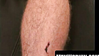 Wooly chested twunk tugs his phat rock hard stiffy harshly