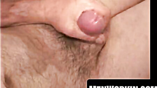 Fur covered chested mature youngster wanks his giant bulge