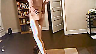 ROBERT RICHARD MILGATE ENTIRELY UNSHEATHED DRESSED IN SHEER YELLOW STOCKING AND CRIMSON HIGH HIGH-HEELED SHOES