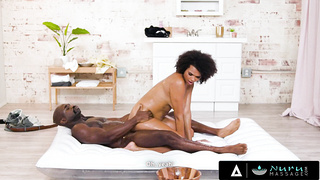 NURU RUBDOWN - Scorching Ebony Massagist Gives A Super-hot Nuru Rubdown With Her Moist Cunt - Alina Ali