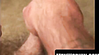 Tatted dude taunts arsehole while masturbating solo