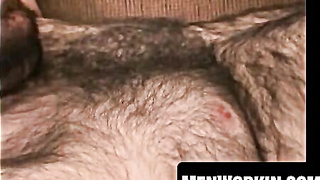 Muscular wolf jacks furry pecker before eruption