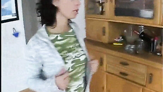 Super-cute Dark-haired Nymph Gargling Sausage