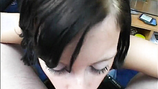 Super-cute Dark-haired Nymph Gargling Sausage