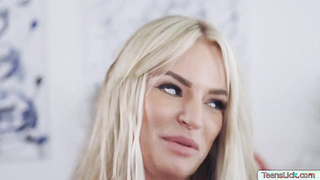 Buxomy chief and her wifey eat the humid cunt of her assistant