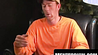 Mature batty boy peels off after the dialogue and strokes off