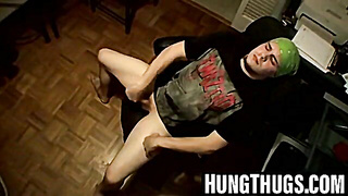 Anxious hetero boy works hard-on till jizz drops out