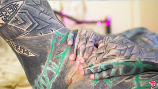 Tat Doll Jerking, Finger-tickling Her Vag And Donk