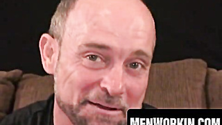 Tatted amateur plays with nutsack while draining