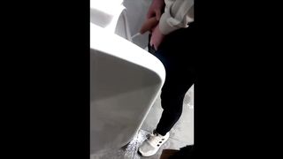 Youthful Chav Twink Flashes off his Fat Humungous Rod when Urinating