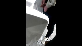 Youthful Chav Twink Flashes off his Fat Humungous Rod when Urinating