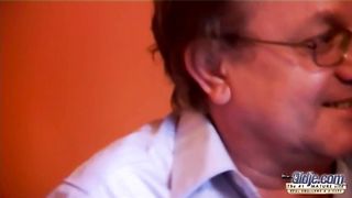 Towheaded east Euro bucking elderly guy