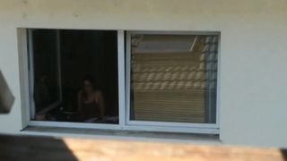 Neighbor Teenie witness jack showcase and make candid views(zoomed)