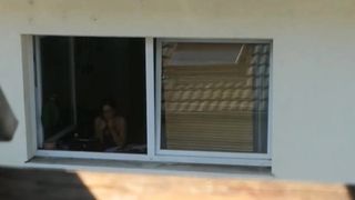 Neighbor Teenie witness jack showcase and make candid views(zoomed)