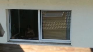 Neighbor Teenie witness jack showcase and make candid views(zoomed)