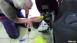 Boinking aged boy in a garage