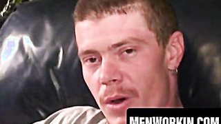 Raunchy dude drains off solo and pops all over himself