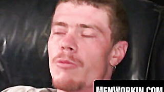 Raunchy dude drains off solo and pops all over himself