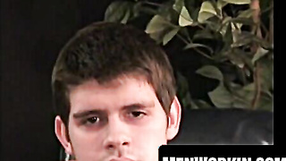 Amateur fellow disrobes down and strokes rigid to porno