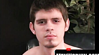 Amateur fellow disrobes down and strokes rigid to porno