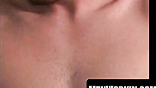 Amateur fellow disrobes down and strokes rigid to porno