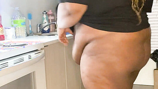 Obese lovely plus-size gets a midnight snack