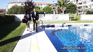 Latina sweetheart gags on realtors spunk-pump for a discount