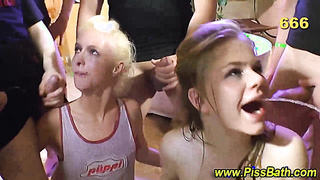 Super-naughty fetish supersluts get wettened