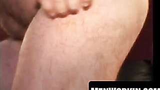 Round boy milks off and ejaculates on dinner plate