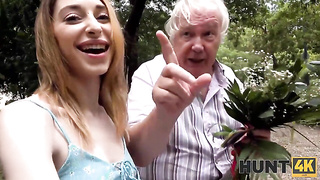 HUNT4K. After flirt in park steaming dame is adorably pulverized at hunters place