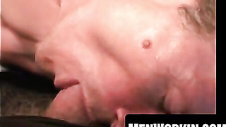 Lean man gargles man rod while stroking lil man-meat