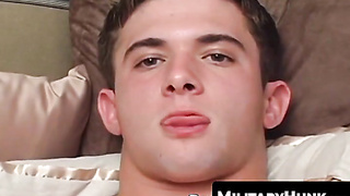 MilitaryHunk.com - Cool young soldier demonstrates off his bung while stroking off with lust