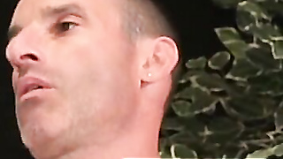 Beefy construction employee unwinds with jack