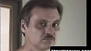 Kinky senior bastard tugs his unshaved schlong solo