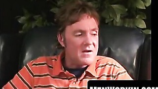 Tatted mature strokes aggressively and jacks his nuts